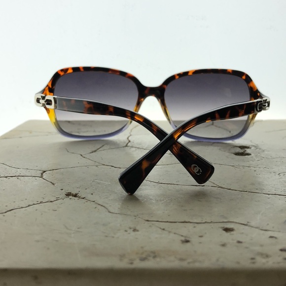 Oleg Cassini Round Tortoise Shell Multicolored Frame Small Arm Gray Tint - Picture 4 of 6